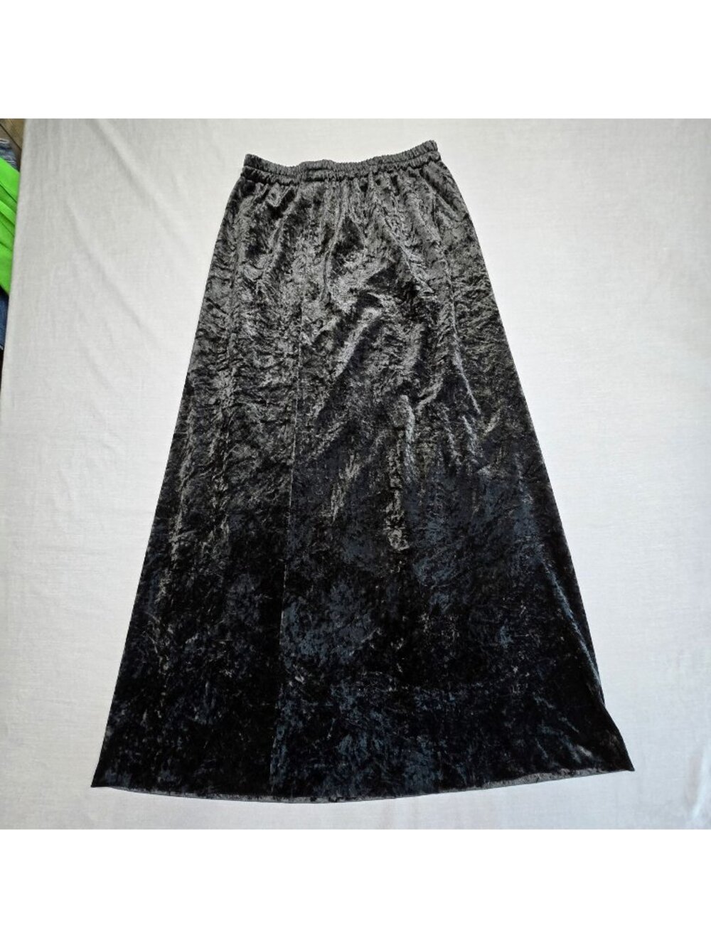 Lolo Womens Size 9 Midi Skirt Black Crushed Velvet Elastic Whimsigoth Fairy Goth